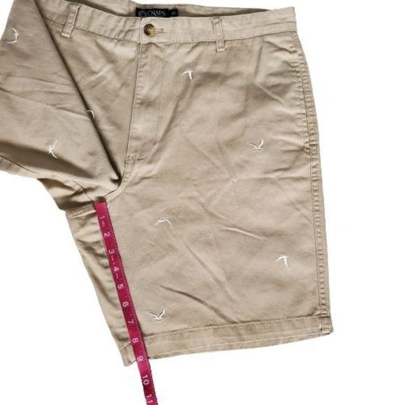 CHAPS Men's Embroidered White Seagulls Flat Front Chino Shorts Khaki Size 36 - Picture 12 of 13